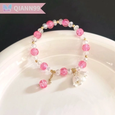 Vòng tay Lily of the Valley mới - Pha lê hồng, phụ kiện thời trang tươi mát cho bé gái 9