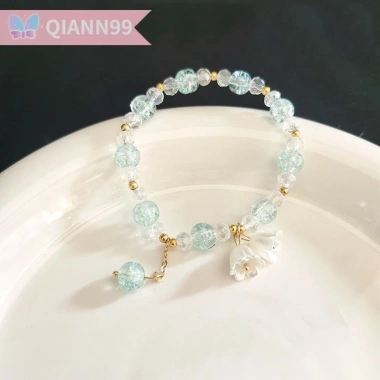 Vòng tay Lily of the Valley mới - Pha lê hồng, phụ kiện thời trang tươi mát cho bé gái 10