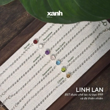 Vòng tay Linh Lan đá Moonstone, Thạch anh hồng, Aquamarine, Garnet - Phong thủy thiên nhiên Xanh Jewelry