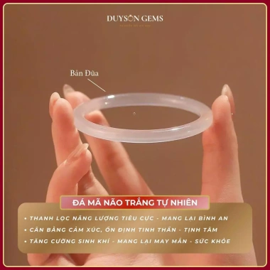 Vòng tay mã não trắng tự nhiên Bạch Nguyệt Quang phong thủy khởi quang Duyson Gems - Giá 592k 2