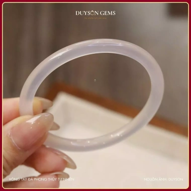Vòng tay mã não trắng tự nhiên Bạch Nguyệt Quang phong thủy khởi quang Duyson Gems - Giá 592k 8
