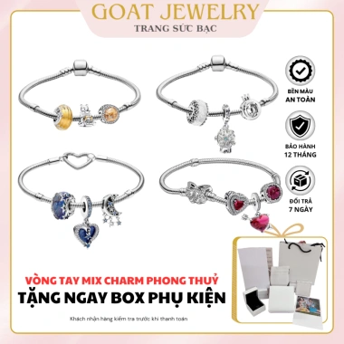 Vòng Tay Mix Bạc S925 Phong Thuỷ - Bộ Sưu Tập Mệnh Goat, Tặng Hộp Sang Trọng, 825k