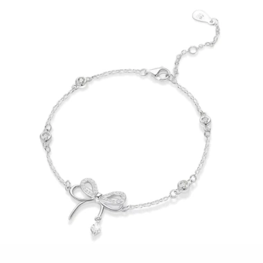Vòng tay nơ bạc kim cương sang trọng, nhẹ nhàng - Quà tặng ưu đãi 79.999₫