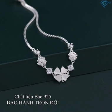 Vòng tay nữ bạc 925 dây rút cỏ 4 lá đính đá may mắn - LTN277 chỉ 599.000 VNĐ