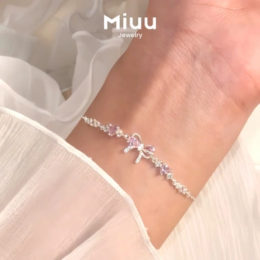 Vòng tay nữ Miuu Jewelry - Lắc tay nơ đá hồng FSC 13, giảm còn 280.000đ