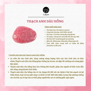 Vòng tay nữ thạch anh dâu hồng hoa treo - Thu hút tình yêu, phong thủy, quà biếu Udumbar, giảm giá 1.127.100₫ 2