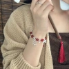 Vòng tay nữ Wilburtay dệt bướm chuông hoa dây đỏ đôi, điều chỉnh được - thời trang 3
