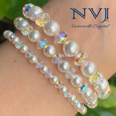 Vòng tay Pha lê Swarovski 4-6-8 ly hạt trắng cao cấp - quà sinh nhật 333k