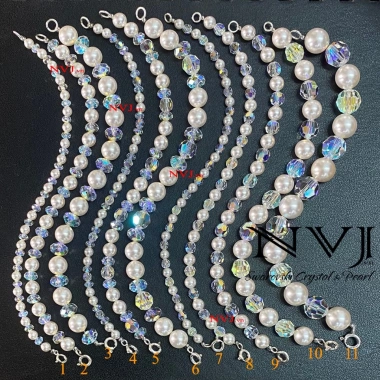 Vòng tay Pha lê Swarovski 4-6-8 ly hạt trắng cao cấp - quà sinh nhật 333k