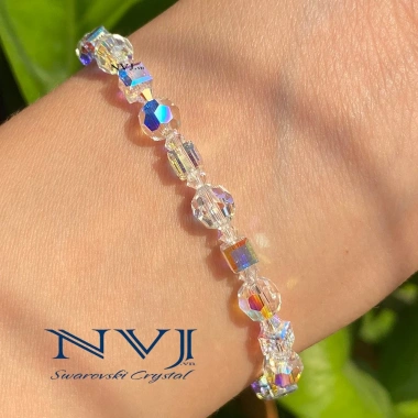 Vòng tay pha lê Swarovski hạt vuông 4 ly & tròn 4,6 ly - NVJ giảm còn 405.000₫ 5