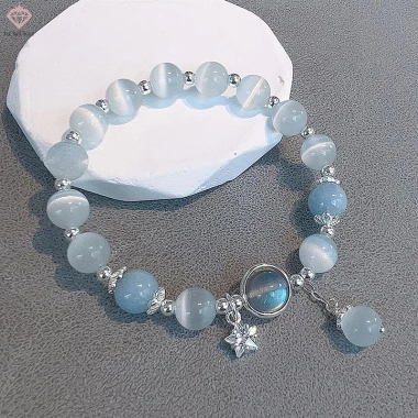 Vòng tay pha lê xanh biển Opal nguyên bản cho bé gái - phụ kiện trang sức mới giá ưu đãi 31.350₫