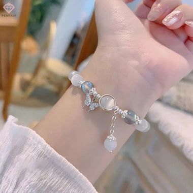 Vòng tay pha lê xanh biển Opal nguyên bản cho bé gái - phụ kiện trang sức mới giá ưu đãi 31.350₫