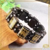 Vòng tay phong thủy đá obsidian đen mặt vuông khắc lục tự đại minh chú - giảm giá 369.000 VND