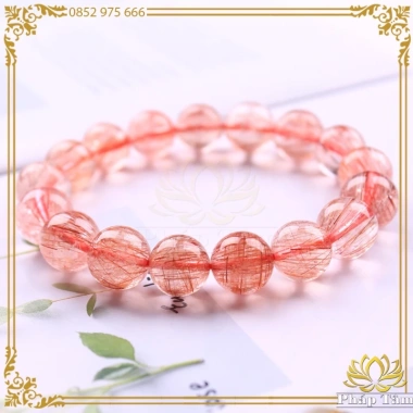 Vòng Tay Phong Thủy Đá Thạch Anh Tóc Đỏ VIP Hạng 5A Cao Cấp Giá 599.000đ