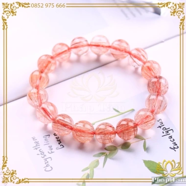 Vòng Tay Phong Thủy Đá Thạch Anh Tóc Đỏ VIP Hạng 5A Cao Cấp Giá 599.000đ