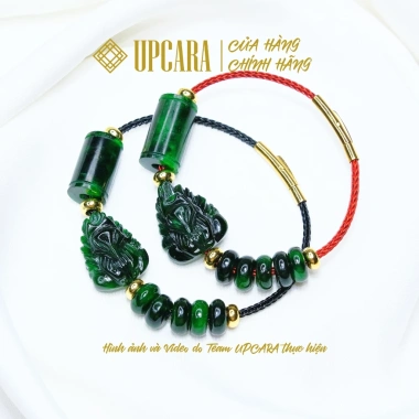 Vòng tay phong thủy hồ ly chúa lũ thống trơn ngũ điếu xanh đen, Tài lộc, tình duyên, mệnh mộc hỏa, UPCARA
