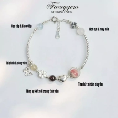 Vòng tay phong thuỷ mix 5 đá Elegant FaeryGem đào hoa, garnet, citrine, aquamarine, moonstone - giá ưu đãi 1,080,000₫ 3