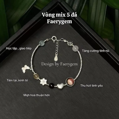 Vòng tay phong thuỷ mix 5 đá Elegant FaeryGem đào hoa, garnet, citrine, aquamarine, moonstone - giá ưu đãi 1,080,000₫ 6