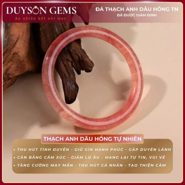 Vòng tay thạch anh dâu hồng Duyson Silver phong thủy may mắn, phú quý - chỉ 520.000₫