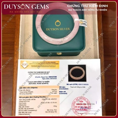 Vòng tay thạch anh hồng bản hẹ nguyên khối Duyson Silver - Phong thủy may mắn, chỉ 700.000đ 3