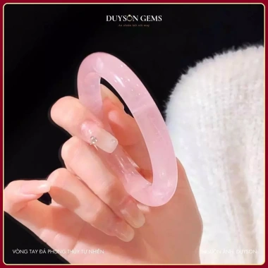Vòng tay thạch anh hồng bản hẹ nguyên khối Duyson Silver - Phong thủy may mắn, chỉ 700.000đ 6