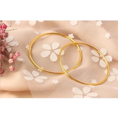 Vòng tay titan không gỉ mạ vàng 18k, thiết kế trơn bóng thanh lịch cho nữ - Giá 99.000đ