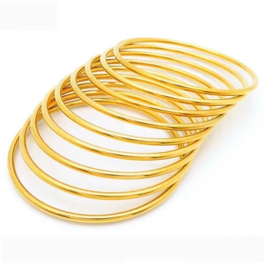 Vòng tay titan không gỉ mạ vàng 18k, thiết kế trơn bóng thanh lịch cho nữ - Giá 99.000đ