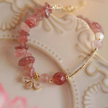Vòng tay Tố Diễm Lisa - Thạch Anh Dâu Tây, Quà Tặng Nữ Sang Trọng, 510.000₫
