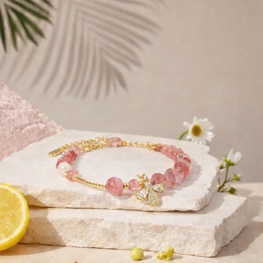 Vòng tay Tố Diễm Lisa - Thạch Anh Dâu Tây, Quà Tặng Nữ Sang Trọng, 510.000₫