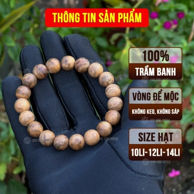 Vòng tay trầm hương banh cao cấp tròn đơn Sơn Mộc Hương - Phong thủy may mắn, tài lộc, giá 3.760.000 VND 2