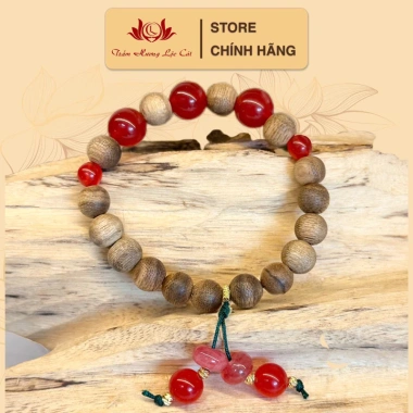 Vòng Tay Trầm Hương Bình An Mệnh Hỏa Thổ 8mm 21 Hạt - Phong Thủy May Mắn Cho Nam Nữ - Giá Giảm 750k