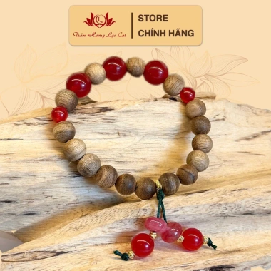 Vòng Tay Trầm Hương Bình An Mệnh Hỏa Thổ 8mm 21 Hạt - Phong Thủy May Mắn Cho Nam Nữ - Giá Giảm 750k