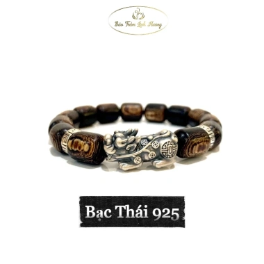 Vòng Tay Trầm Hương Mix Tỳ Hưu Bạc 925 - Linh Hương Phong Thủy, Hạt Trúc Tự Nhiên, Quà Tặng Nam Nữ 6