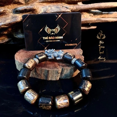 Vòng Tay Trầm Hương Mix Tỳ Hưu Bạc Thái 925 - Phong Thủy Hạt Tự Nhiên, Quà Tặng Nam Nữ Sánh Trúc 925 - Giá ưu đãi 454.000đ 5