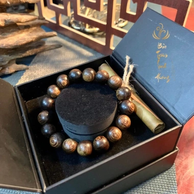 Vòng tay trầm hương phong thủy trầm linh hương 16mm Size 10-14 quà tặng nam nữ