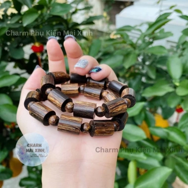 Vòng tay trầm hương sánh chìm hạt trúc - Phong thủy may mắn, gỗ tự nhiên cao cấp, nam nữ, giá 260.000 VND 3