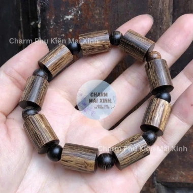 Vòng tay trầm hương sánh chìm hạt trúc - Phong thủy may mắn, gỗ tự nhiên cao cấp, nam nữ, giá 260.000 VND 7