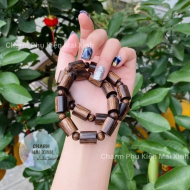 Vòng tay trầm hương sánh chìm hạt trúc - Phong thủy may mắn, gỗ tự nhiên cao cấp, nam nữ, giá 260.000 VND 8