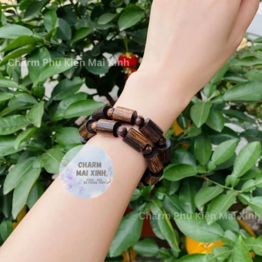 Vòng tay trầm hương sánh chìm hạt trúc - Phong thủy may mắn, gỗ tự nhiên cao cấp, nam nữ, giá 260.000 VND 9