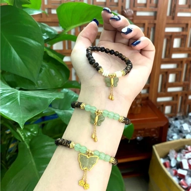 Vòng tay Trầm Hương Tốc Sánh Chìm Hồ Điệp Bọc Bạc 925 Gỗ Phong Thuỷ May Mắn Nam Nữ