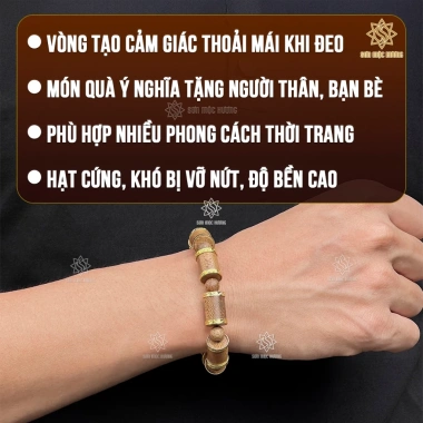 Vòng tay trầm hương trụ trúc bọc vàng Sơn Mộc Hương - Phong thủy may mắn, giảm 329k