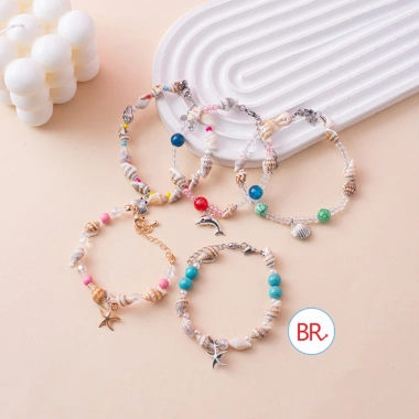Vòng tay vỏ sò biển nữ năng động - lắc tay, lắc chân, phối ngọc - giảm 20k
