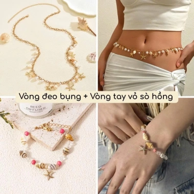 Vòng tay vỏ sò biển nữ năng động - lắc tay, lắc chân, phối ngọc - giảm 20k