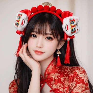 Vòng Tóc Năm Mới Nơ Thêu Đỏ Sang Trọng - Phong Cách Hanfu Giá 56,489 VND