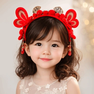 Vòng Tóc NLINNI Ngựa Thêu Nơ Đỏ Sang Trọng - Băng Đô Cổ Xưa Quấn Tóc Phong Cách Đẹp