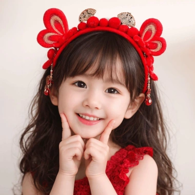 Vòng Tóc NLINNI Ngựa Thêu Nơ Đỏ Sang Trọng - Băng Đô Cổ Xưa Quấn Tóc Phong Cách Đẹp