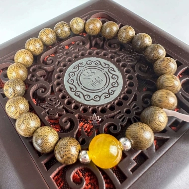 Vòng Trầm Hương Đơn Kim Ngọc Trợ Mệnh 6-10mm - Đá Màu Theo Mệnh Phong Thủy MTH