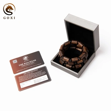 Vòng trầm hương GOXI đeo tay chính hãng - Phong thủy trầm sánh, đốt trúc tự nhiên, may mắn, giảm giá 677.000₫