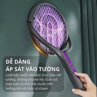 Vợt bắt muỗi điện cán dài UV + sốc điện, gập gọn, an toàn trẻ, pin 1.600mAh, dùng 6h – 174.900₫