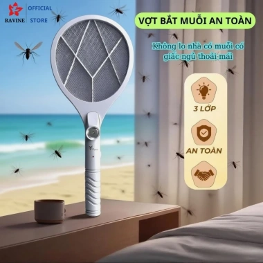 Vợt bắt muỗi sạc điện RAVINE lưới 3 tầng, pin dung lượng lớn, diệt côn trùng nhanh - 79.500đ